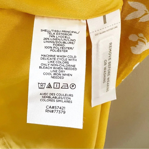 Ann Taylor Mustard Yellow Sleeveless Dress‎ Size 14 Belt Button Front Fall Vibes - Picture 6 of 10